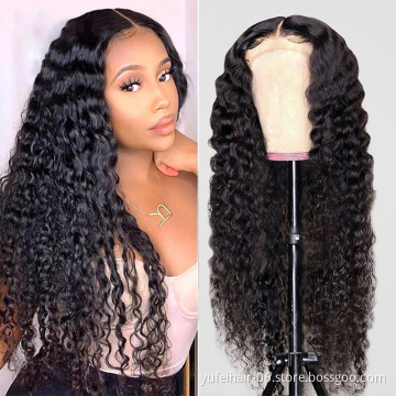 Unprocessed Brazilian Human Hair Full Lace Wig Vendors Water Wave Virgin Cuticle Aligned Full Swiss Lace 100% Human Hair Wig
